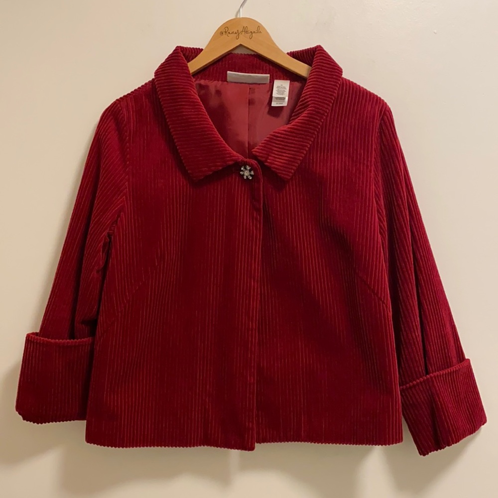 First Issue Liz Claiborne Red Corduroy Jacket